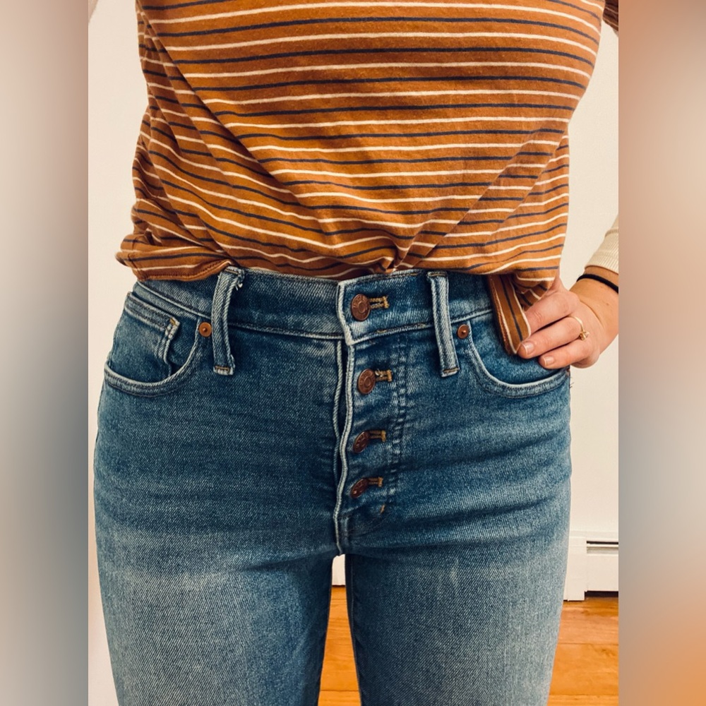 Madewell high rise skinny jeans.